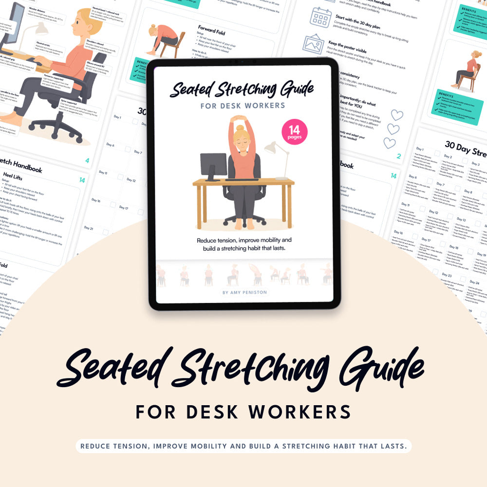 Seated Desk Stretch Guide for Office Workers - beginner friendly stretches for people who sit all day