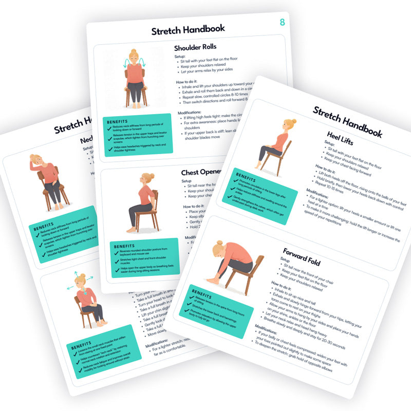 Beginner-friendly desk stretches for office workers, including instructions, modifications and benefits