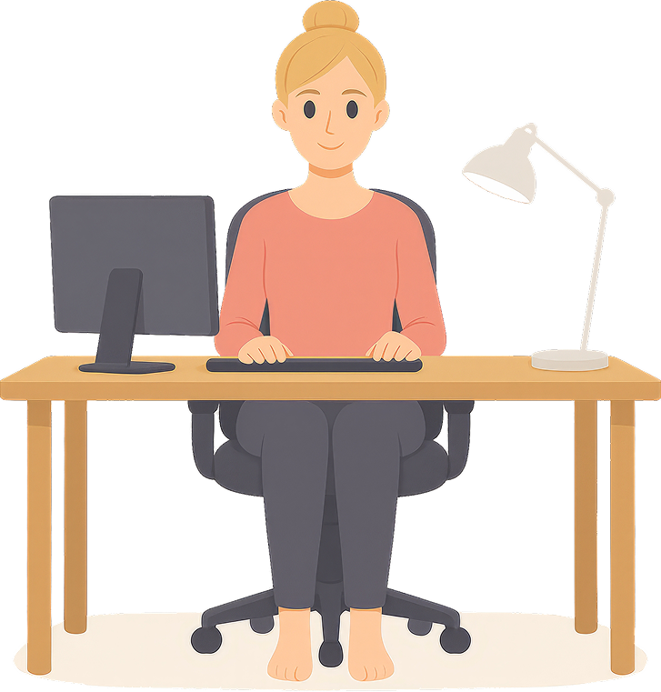 Office worker who sits all day and wants to relieve stiffness and tension by completing 5 minutes of desk stretches every day